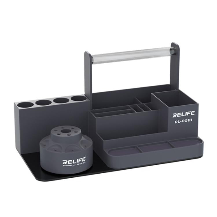 RELIFE RL-001H Rotary Organizer Cell Phone Repair Tool Parts Screwdriver Storage Rack(Gray)