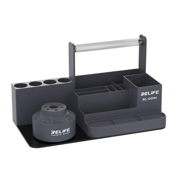 RELIFE RL-001H Rotary Organizer Cell Phone Repair Tool Parts Screwdriver Storage Rack(Gray)