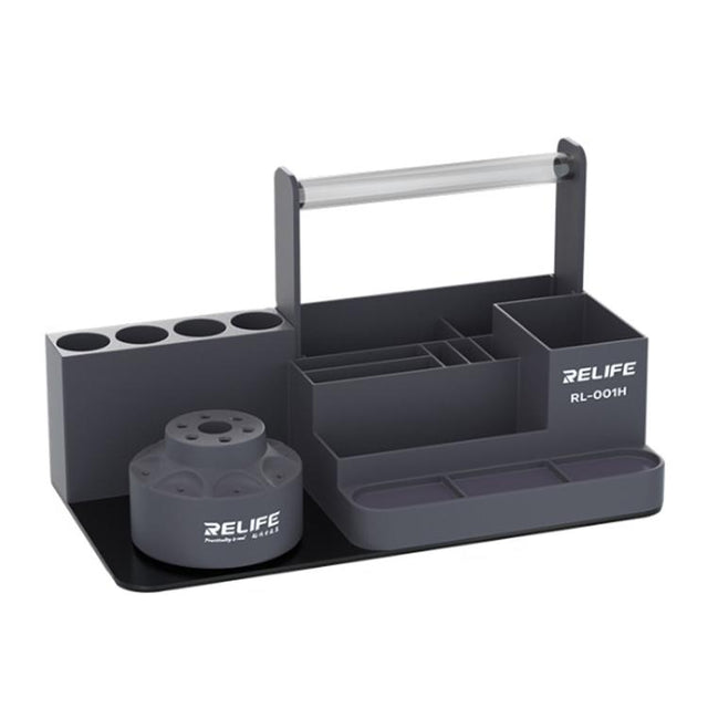 RELIFE RL-001H Rotary Organizer Cell Phone Repair Tool Parts Screwdriver Storage Rack(Gray)