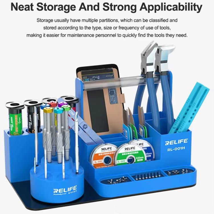RELIFE RL-001H Rotary Organizer Cell Phone Repair Tool Parts Screwdriver Storage Rack(Blue)