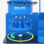 RELIFE RL-001H Rotary Organizer Cell Phone Repair Tool Parts Screwdriver Storage Rack(Gray)
