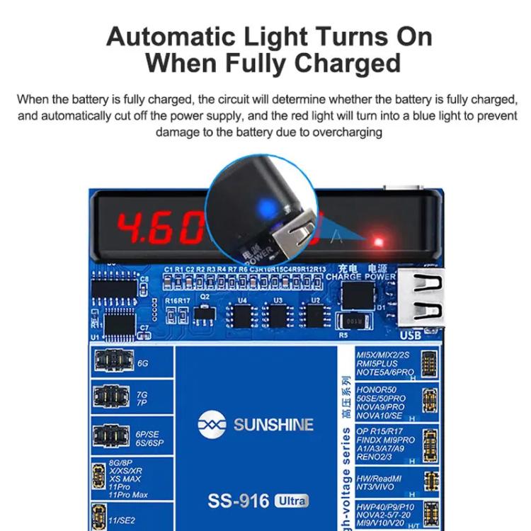 SUNSHINE SS-916 Ultra Charging Activation Fixture 5-9V Adaptive Voltage Support iPhone 16 Series and Android Models