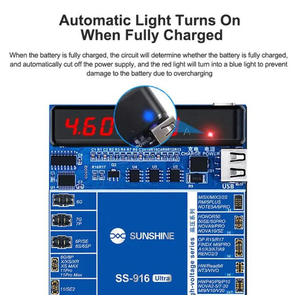 SUNSHINE SS-916 Ultra Charging Activation Fixture 5-9V Adaptive Voltage Support iPhone 16 Series and Android Models