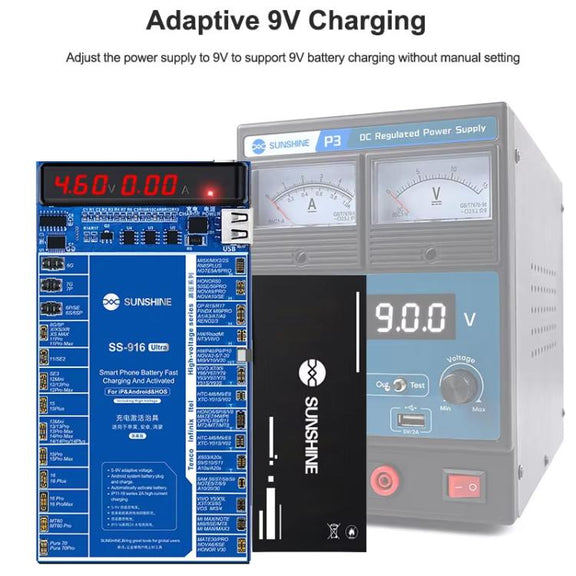 SUNSHINE SS-916 Ultra Charging Activation Fixture 5-9V Adaptive Voltage Support iPhone 16 Series and Android Models