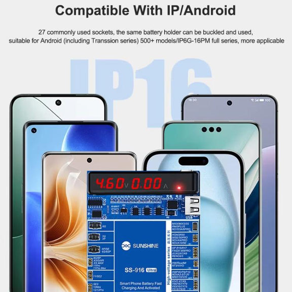 SUNSHINE SS-916 Ultra Charging Activation Fixture 5-9V Adaptive Voltage Support iPhone 16 Series and Android Models