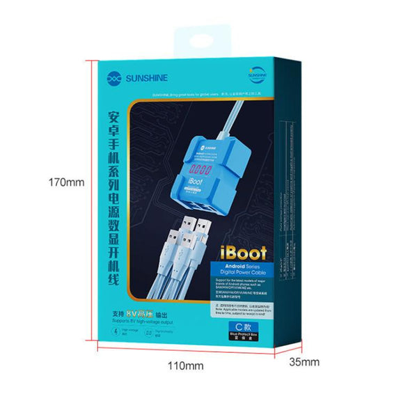 SUNSHINE iBoot C For Android 8V High Voltage Power Supply Test Boot Line Cell Phone Repair Tool Battery Cable HW Boot Cable