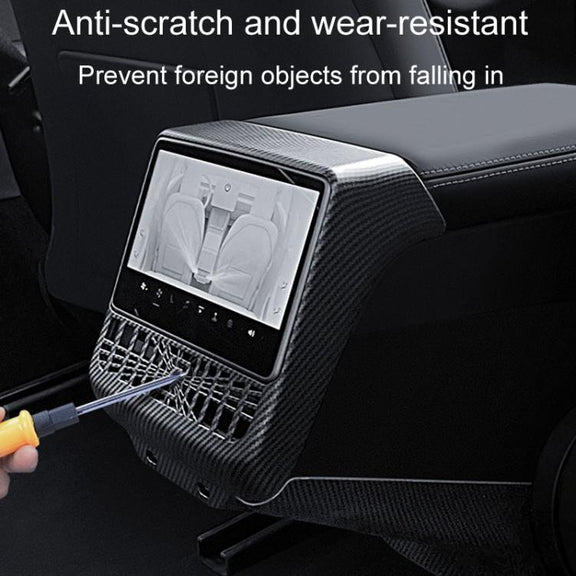 For Tesla New Model 3 / Y Car Rear Air Conditioning Vent Protection Frame, Style: Glossy Carbon Pattern
