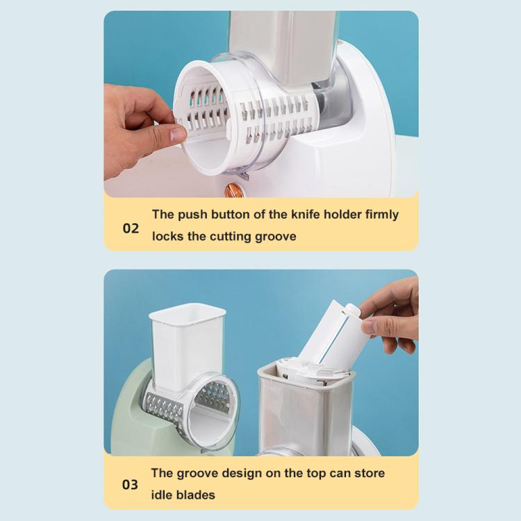 CY-661 3-in-1 Kitchen Multifunctional Roller Electric Vegetable Cutter, Spec: White UK Plug