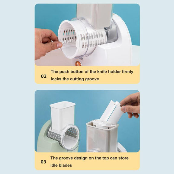 CY-661 3-in-1 Kitchen Multifunctional Roller Electric Vegetable Cutter, Spec: Green US Plug