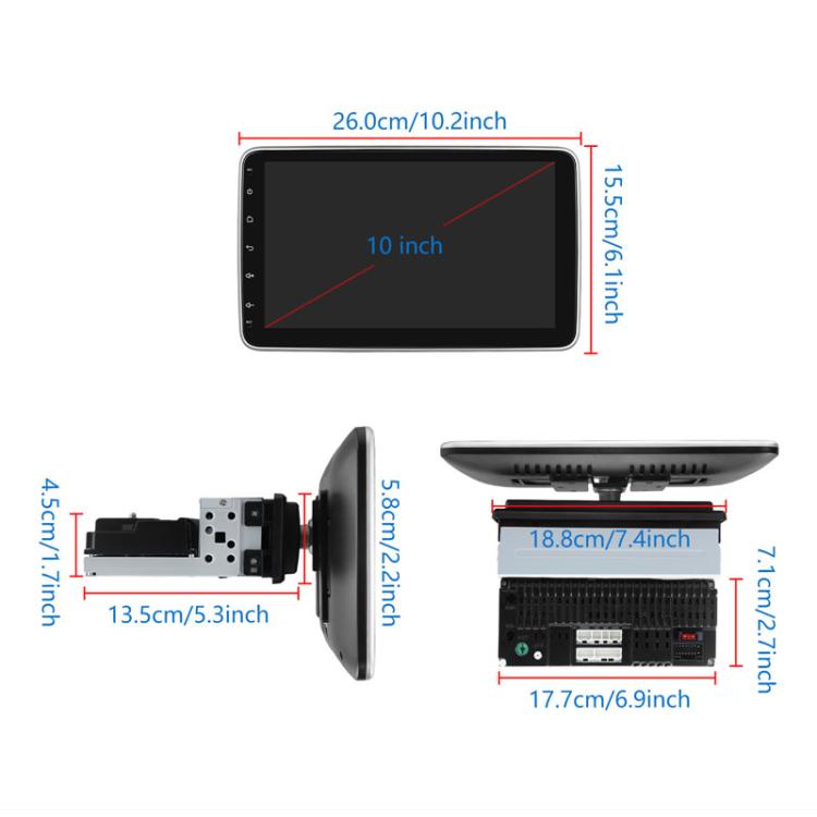 4+64G 10 Inch Android 13.0 Universal Player Car Reversing Center Control Integrated Machine(Standard)