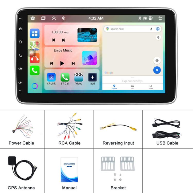 4+64G 10 Inch Android 13.0 Universal Player Car Reversing Center Control Integrated Machine(Standard)