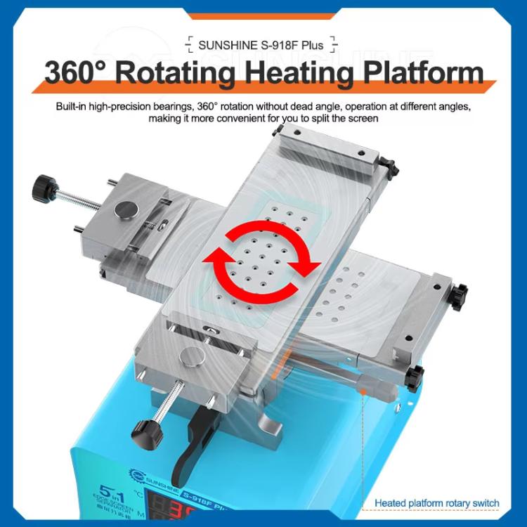 SUNSHINE S-918F Plus 5 In 1 Curved Screen Separator Mobile Phone LCD Screen Repair Separator Heating Platform(EU Plug)