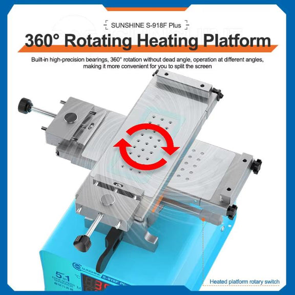 SUNSHINE S-918F Plus 5 In 1 Curved Screen Separator Mobile Phone LCD Screen Repair Separator Heating Platform(EU Plug)
