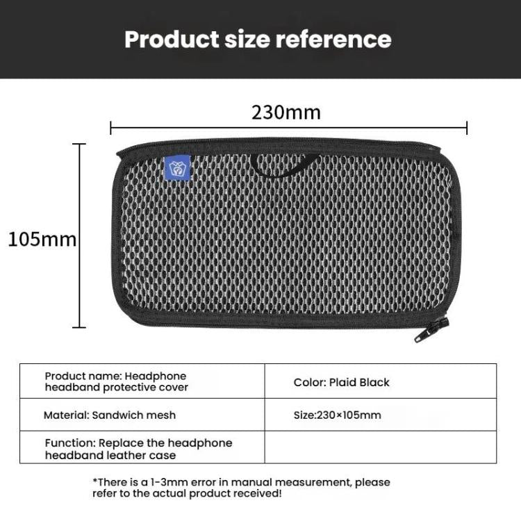 For ASUS ROG Delta S Headphone Head Beam Cover Headband Cushion(Black Grid)