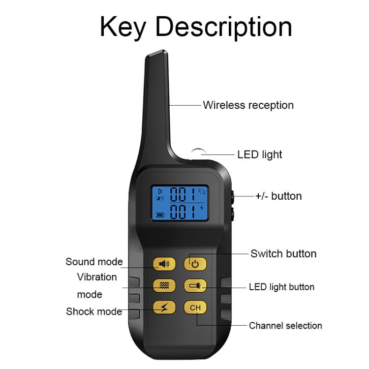 T720 1000m Pet Intelligent Electric Shock Remote Control Dog Training Device(Yellow)