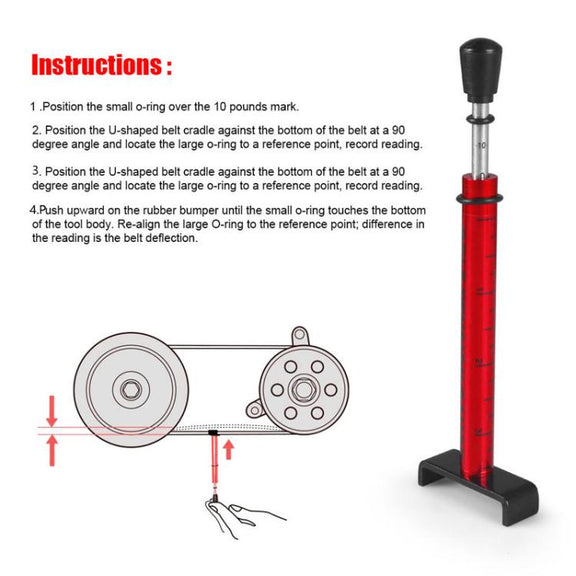 Motorcycle Belt Tension Test Tool For Belt Replacement / Adjustment Or Wheel Repair(Red)
