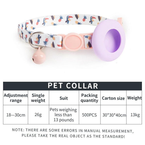For Airtag Tracker Protective Case Cat Collar GPS Locator Protective Case With Bell(Black Night Beach)