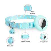 For Airtag Tracker Protective Case Cat Collar GPS Locator Protective Case With Bell(Blue Gradient)