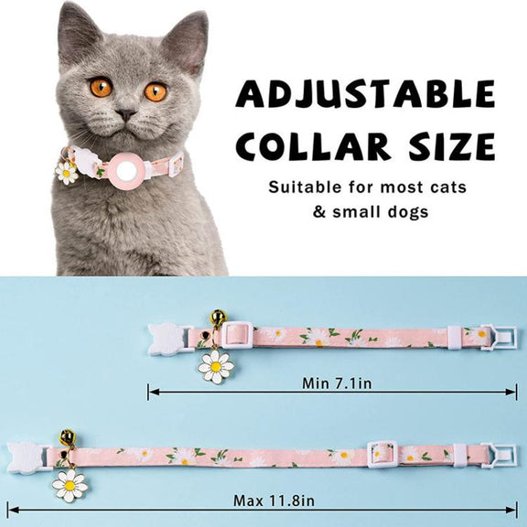 For AirTag Tracker Silicone Cover Small Daisy Pet Collar Dog Collar With Bell And Front Back Film(Yellow)
