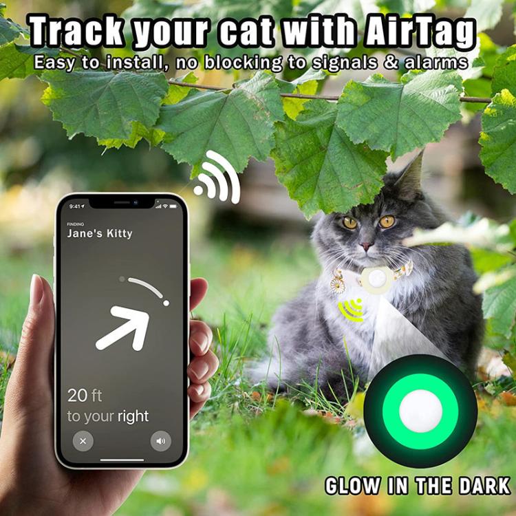 For AirTag Tracker Silicone Cover Small Daisy Pet Collar Dog Collar With Bell And Front Back Film(Yellow)
