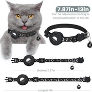 For AirTag Tracker Silicone Case Reflective Stars And Moon Cats Dogs Pet Collar With Bell(Blue)