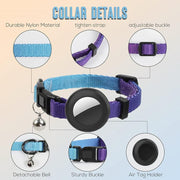 For AirTag Tracker Silicone Case Rainbow Gradient Pet Cat Collar With Bell(Gradient Beige Red)