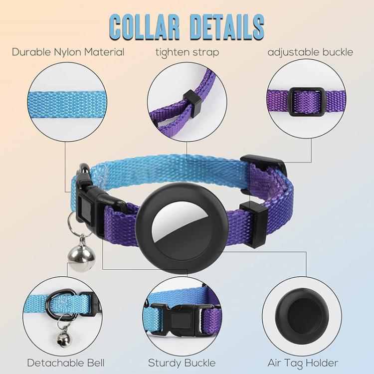 For AirTag Tracker Silicone Case Rainbow Gradient Pet Cat Collar With Bell(Gradient Orange)