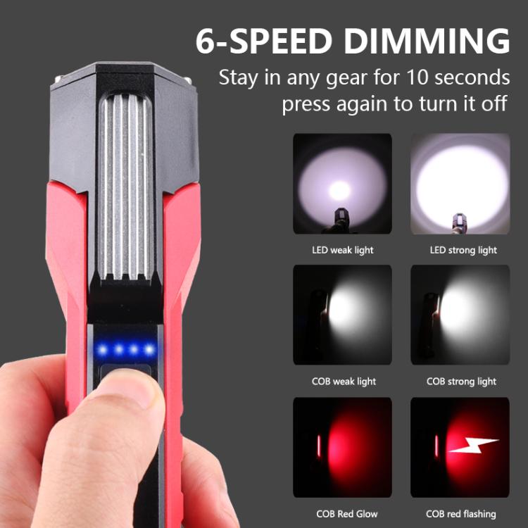 Magnet-Hook COB Rotating Strong Light Emergency Work Light(Red)