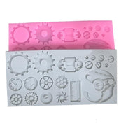 Mechanical Gear Silicone Cake Fondant Mold For Sugarcraft, Cupcake Topper, Jewelry, Polymer Clay, Crafting Projects(Pink)