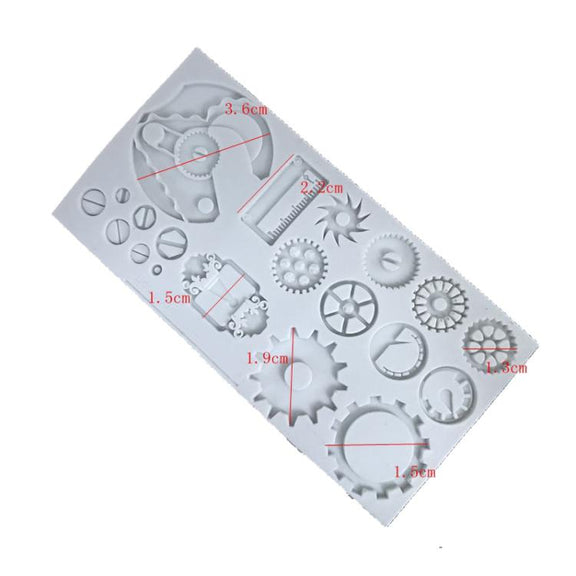 Mechanical Gear Silicone Cake Fondant Mold For Sugarcraft, Cupcake Topper, Jewelry, Polymer Clay, Crafting Projects(Pink)