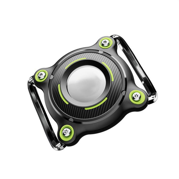 For AirTag Tracker Water-resistant Protective Case Puppy Kitten Collar Metal Buckle Model Protective Cover(Black+Green PC)