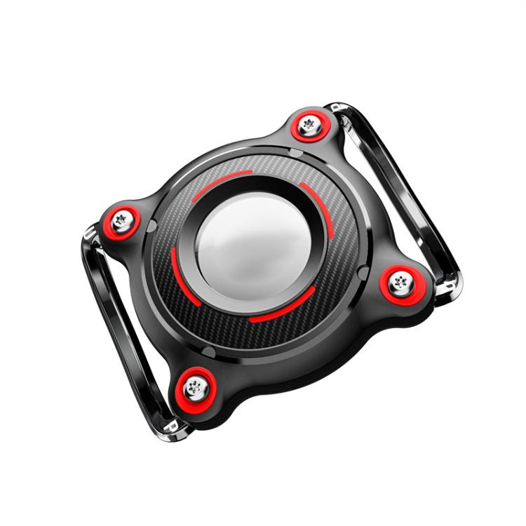 For AirTag Tracker Water-resistant Protective Case Puppy Kitten Collar Metal Buckle Model Protective Cover(Black+Red PC)