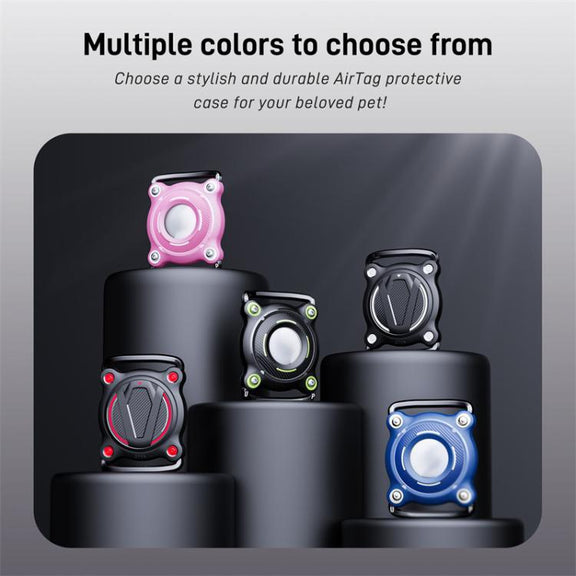 For AirTag Tracker Water-resistant Protective Case Puppy Kitten Collar Metal Buckle Model Protective Cover(Black+White PC)