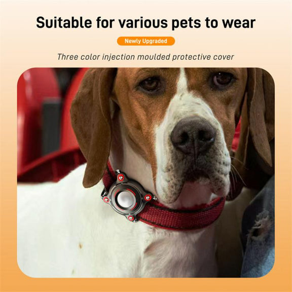 For AirTag Tracker Water-resistant Protective Case Puppy Kitten Collar Metal Buckle Model Protective Cover(Black+White PC)