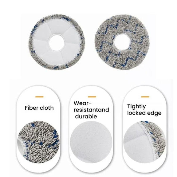 2pcs /Pack Mop Pads Rag For Ecovacs DEEBOT X1 TURBO / X1 PLUS/ X1 OMNI / T10 TURBO(Blue Gray)