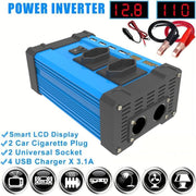 Gurxun 4 USB Ports Digital Display Modified Square Wave Inverter, Spec: 300W Brazil Plug 12V To 220V