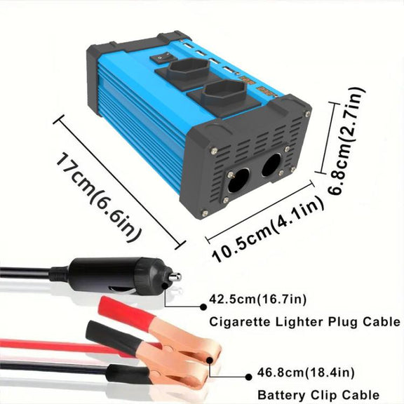 Gurxun 4 USB Ports Digital Display Modified Square Wave Inverter, Spec: 300W Brazil Plug 12V To 110V