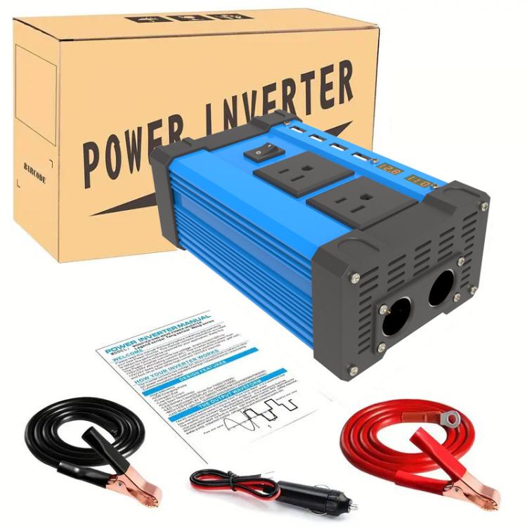 Gurxun 4 USB Ports Digital Display Modified Square Wave Inverter, Spec: 300W Brazil Plug 12V To 220V