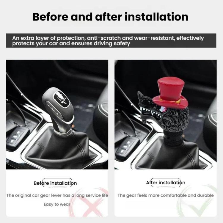 Wolf Head Detachable Car Manual Gear Lever Modification(Red)