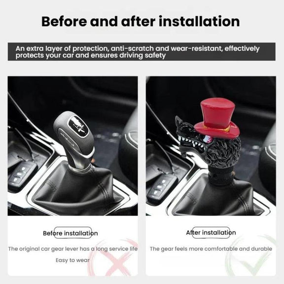 Wolf Head Detachable Car Manual Gear Lever Modification(Red)