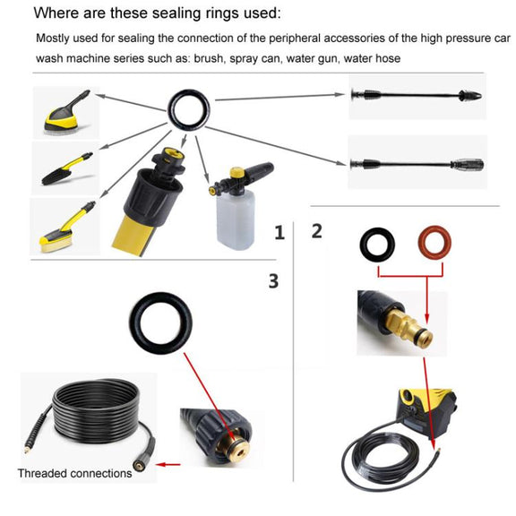 24pcs / Set For Karcher K2 / K3 / K4 / K5 / K6 / K7 High Pressure Washer O-Shape Sealing Ring