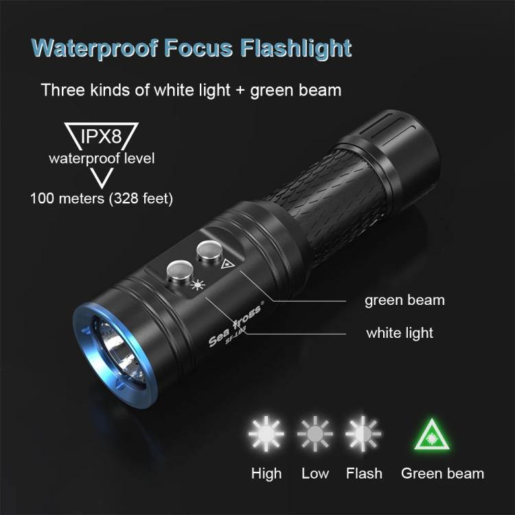 Sea Frogs  SF-L03 100m/325FT IPX8 Underwater Video Light 1000 lm Diving Flashlight(Blue)