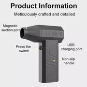90000RPM 41m/s Mini Brushless Motor Turbo Jet Fan With Magnetic Suction Nozzle(Black)