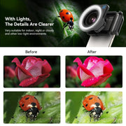 APEXEL 10-20x Zoom Macro Lens With 45-Mode Fill Light Kit for Smartphones