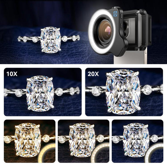APEXEL 10-20x Zoom Macro Lens With 45-Mode Fill Light Kit for Smartphones