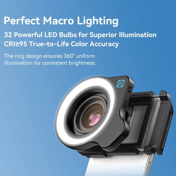 APEXEL 10-20x Zoom Macro Lens With 45-Mode Fill Light Kit for Smartphones