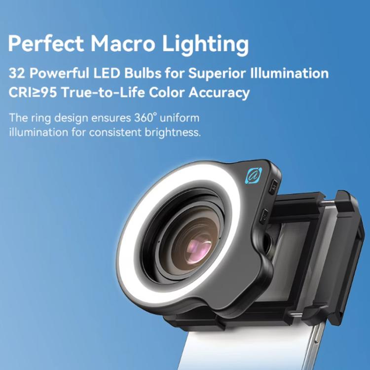 APEXEL 10-20x Zoom Macro Lens With 45-Mode Fill Light Kit for Smartphones