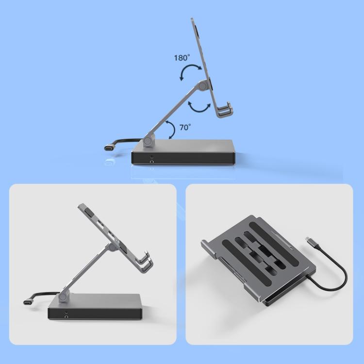 Blueendless 4K/60Hz Multifunctional Docking Station Tablet Holder, Spec: 10-in-1