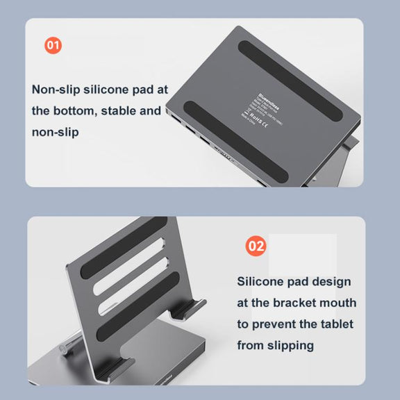 Blueendless 4K/60Hz Multifunctional Docking Station Tablet Holder, Spec: 10-in-1