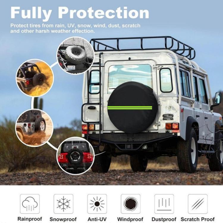 17inch Thickened Imitation Leather Car Tire Protector Spare Tire Cover With Reflective Stripes(FG-2 Red)